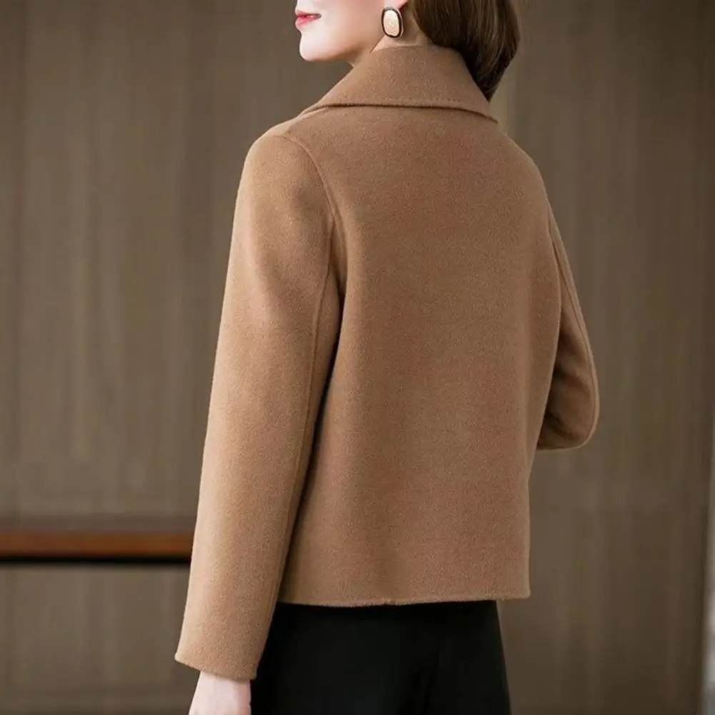 Jacket Women Solid Color Single-breasted Double-sided Woolen Jacket Loose Women's Woolen Coat with Lapel Design Thermal Coat