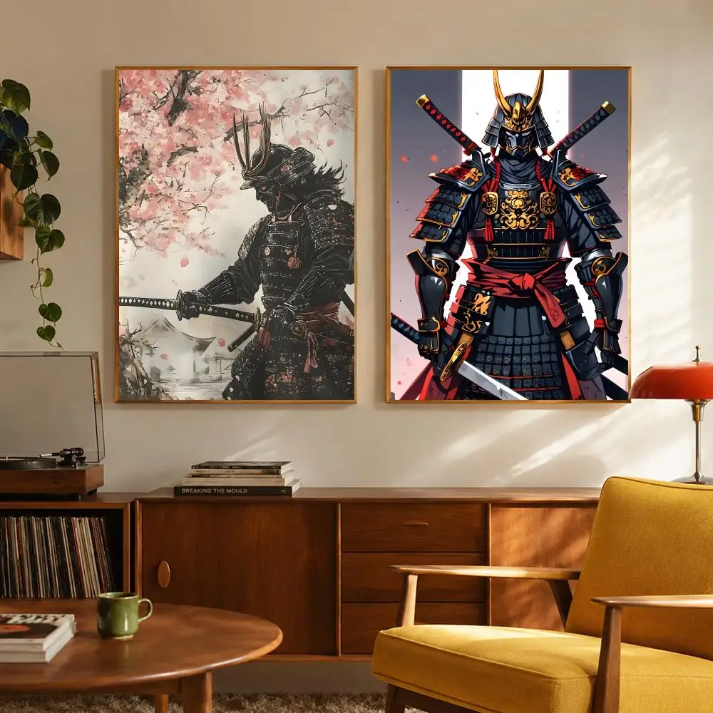 Cultural Concept Samurai Poster Digital Solvent Print Waterproof PP Fade-Resistant Wall Art Room Decor Gift
