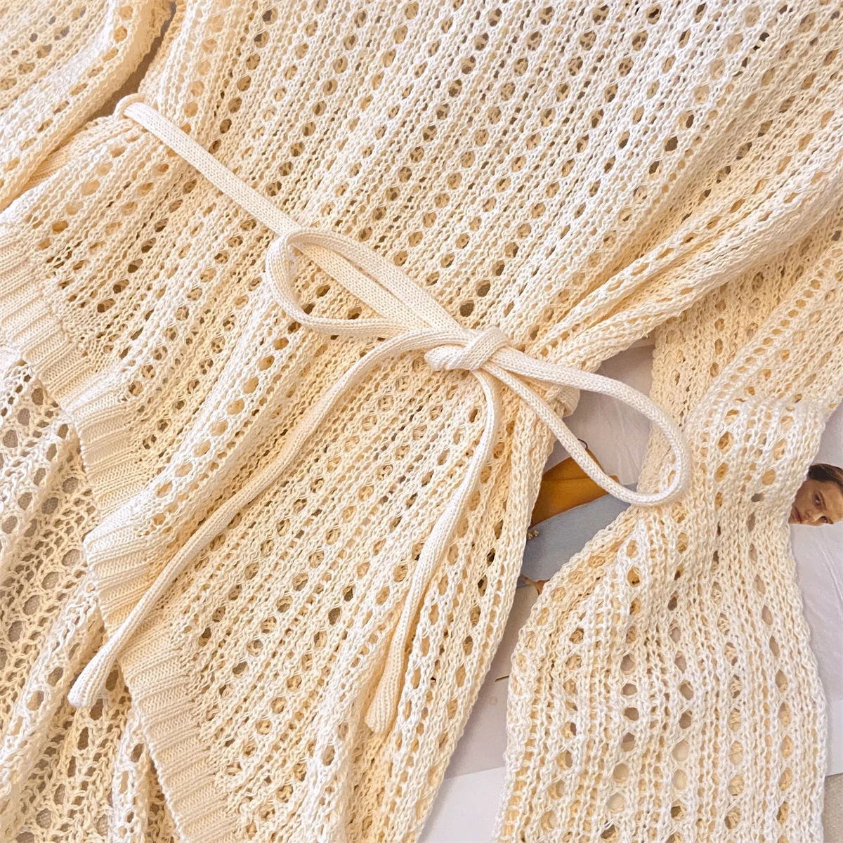 Lrregular dutý vyndat vlna svetr pro dámská léto o-neck dlouhé rukáv design náhled krajka nahoře pás pletené nejvyšší