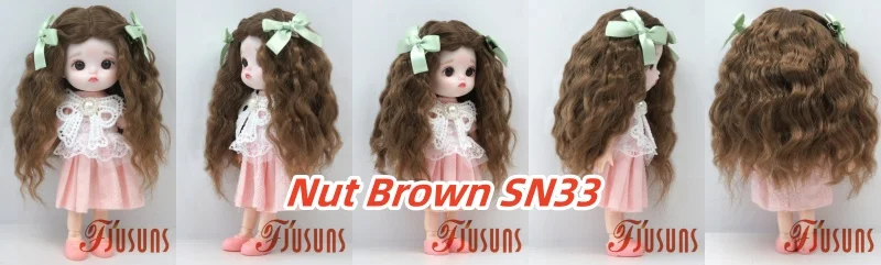 JD880 Lange Sauvage Welle Mittelscheitel Meerjungfrau Lockig mit Twin Bow Braids Puppe Perücken 1/8 1/6 1/4 1/3 Pullip Blythes BJD Haar – Detail 27