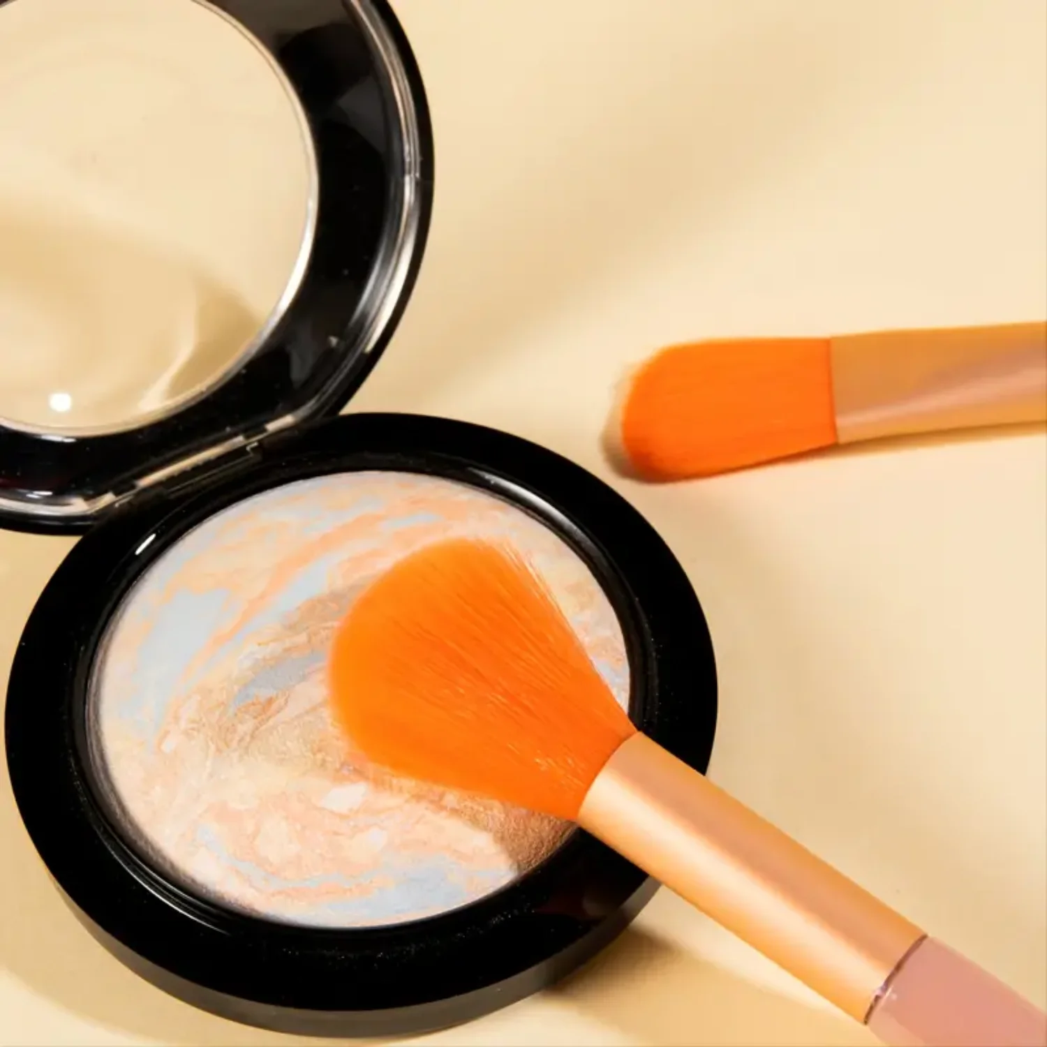 8 PCS Portable Makeup Brushes Set, Face Eye Lip Eyeshadow Eyebrow Comb Eyelash Spools Foundation Powder Brush Tools - Orange