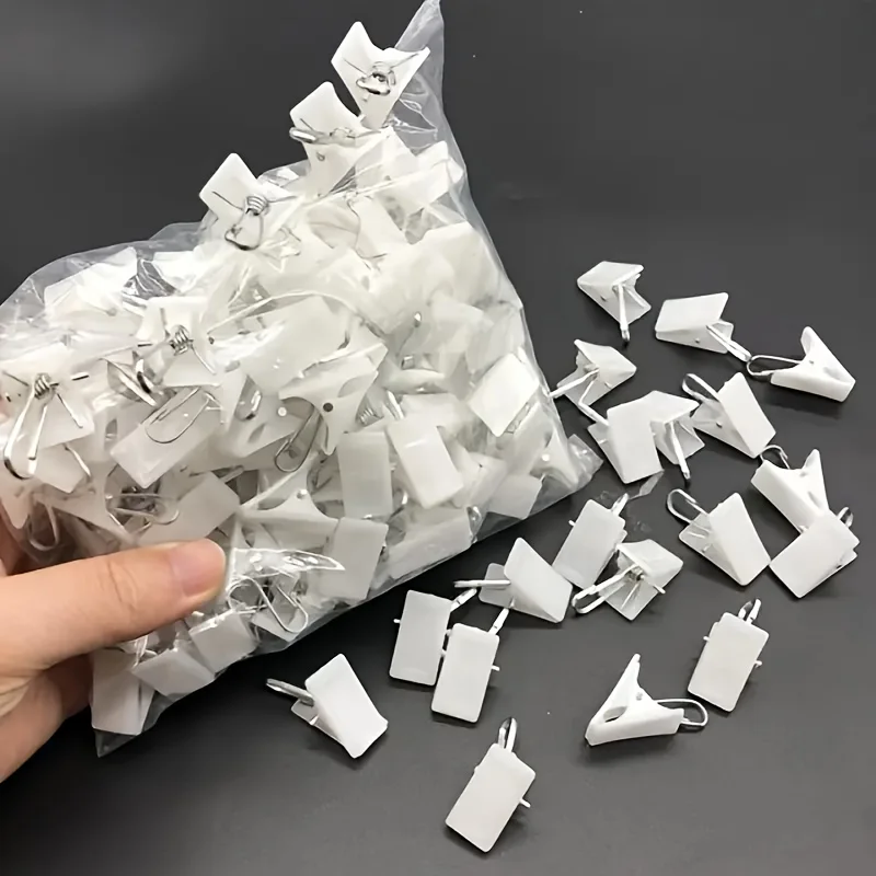 10Pcs White Plastic Serrated Curtain Clips Durable Window Door Bath Curtain Rod Holder Home Organizer Accessories
