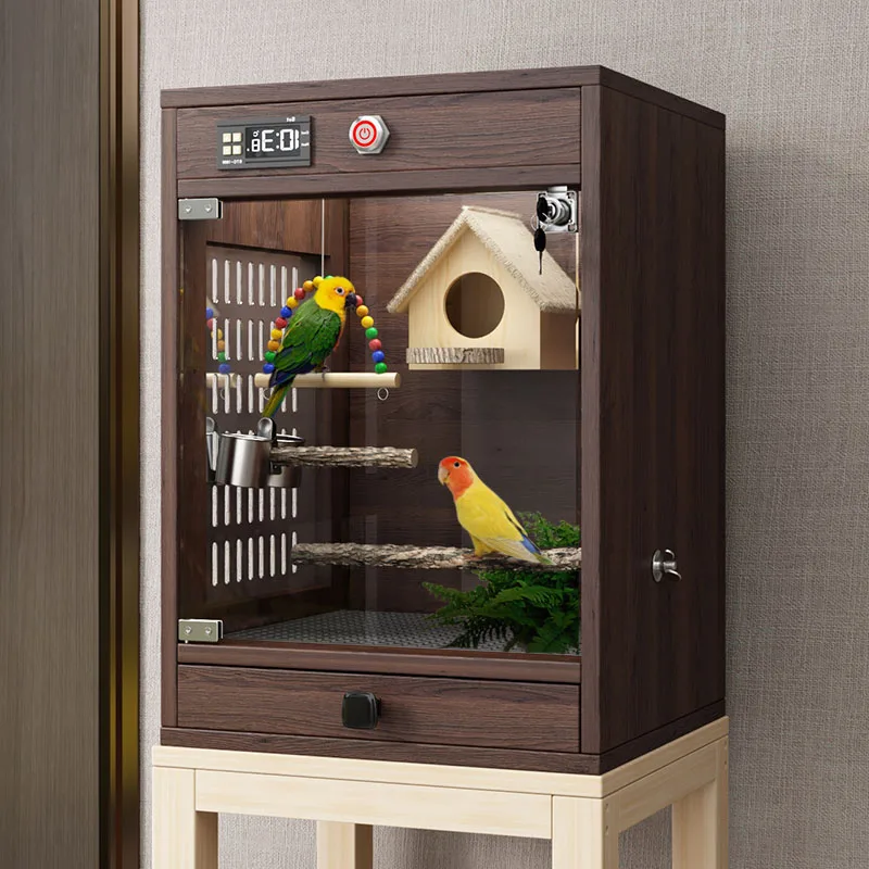 

Parrot cage pet raising box bird warm box intelligent temperature control baby bird breeding box peony black wind cabinet cage