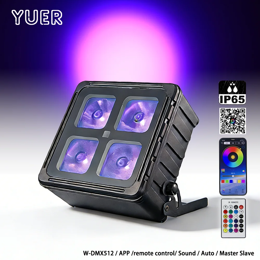 YUER IP65 4X18W RGBWA+UV 6in1 Waterproof LED Battery Par Light Stage Light APP Wireless DMX512 Remote Control For DJ Disco Party