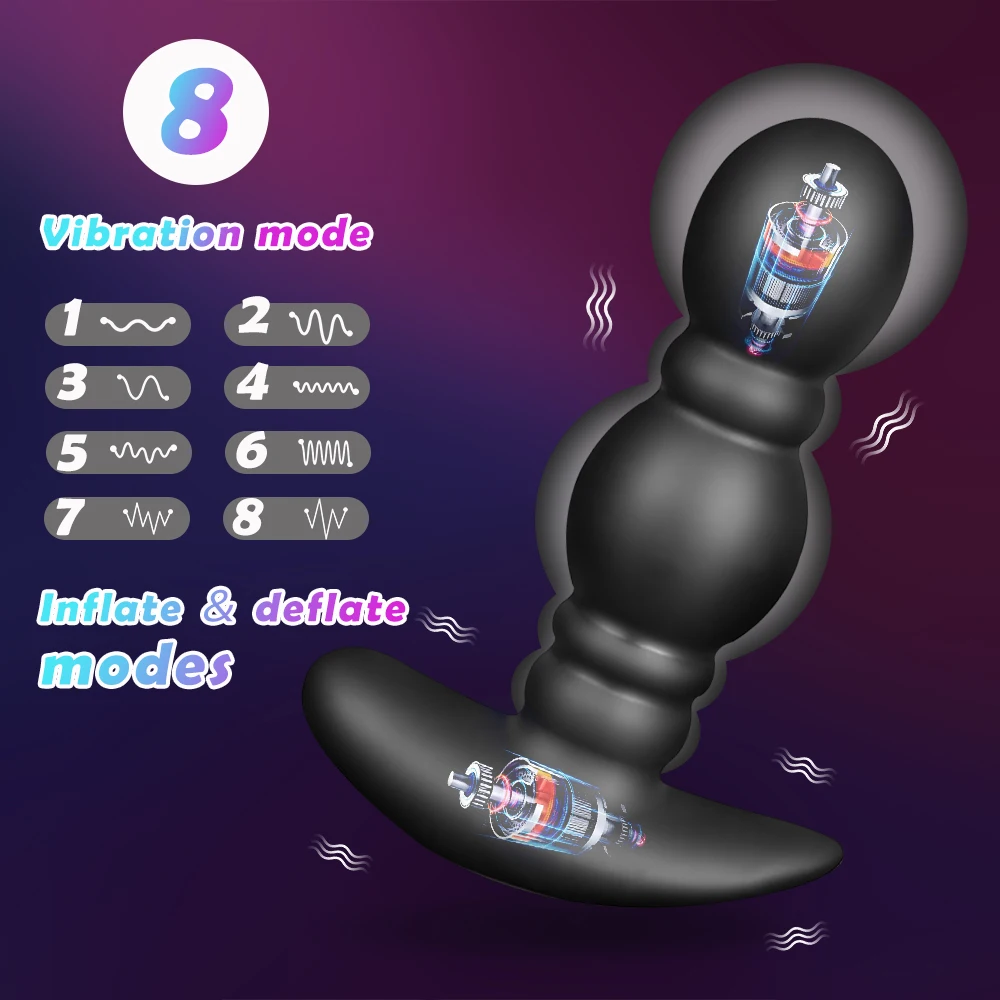 Wireless Remote Control Male Prostate Massager Inflatable Anal Plug Vibrating Butt Plug Anal Expansion Vibrator Sex Toys For Men