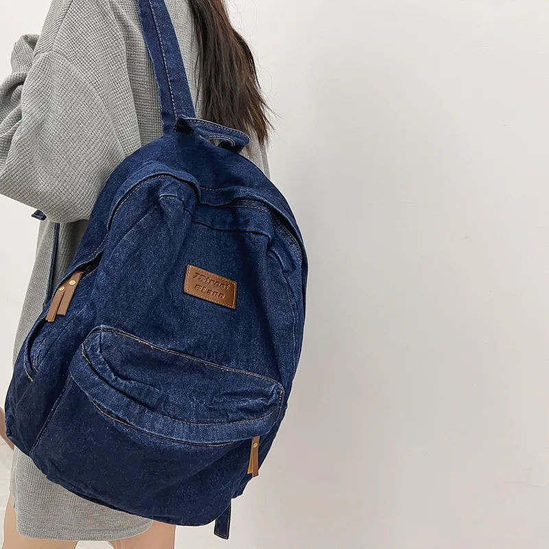 Women Backpack Cowboy Fabric Bag Backpack Korean Shoulder Bag Girl College Bag Backpack  large capacity denim Rucksack Backpack