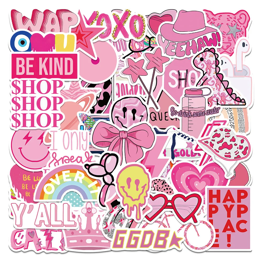 10/30/50PCS Cartoon Pink Stickers Series Creativo Piccolo Fresco Graffiti Bagagli Laptop Casco Notebook Decorazione Del Telefono All'ingrosso