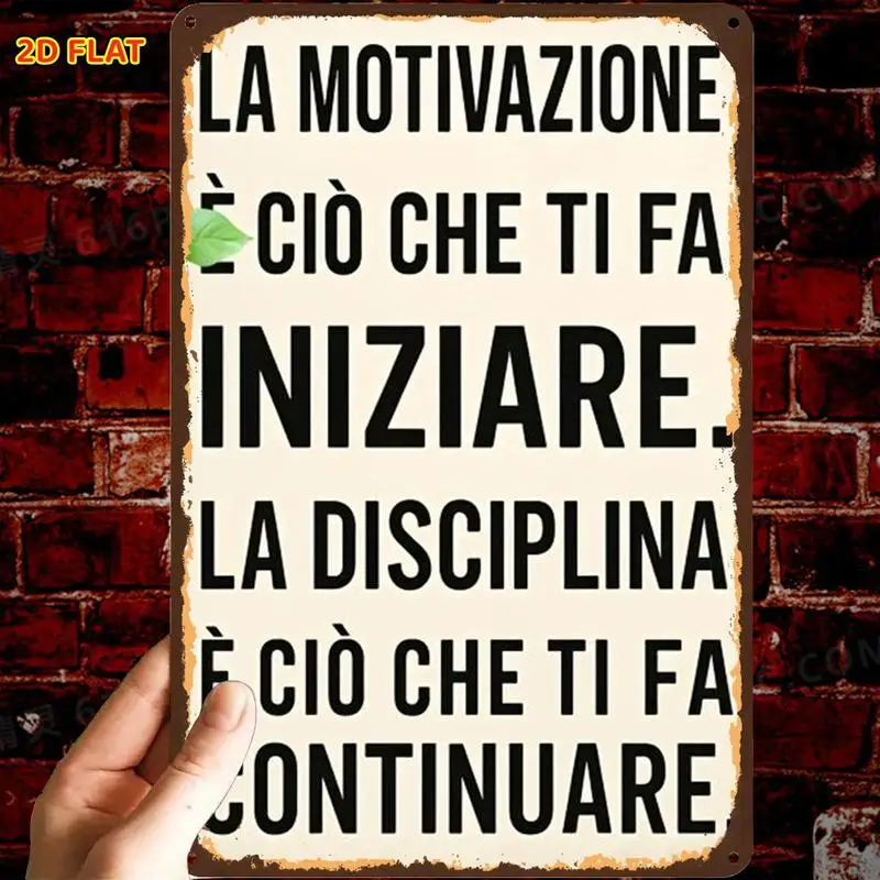 2D Flat, 1pc, Retromotivation Starts Action Discipline Keeps Goingmetal Iron Sign, Pre-Drilled Holes, Suitable for Indoor, Garde