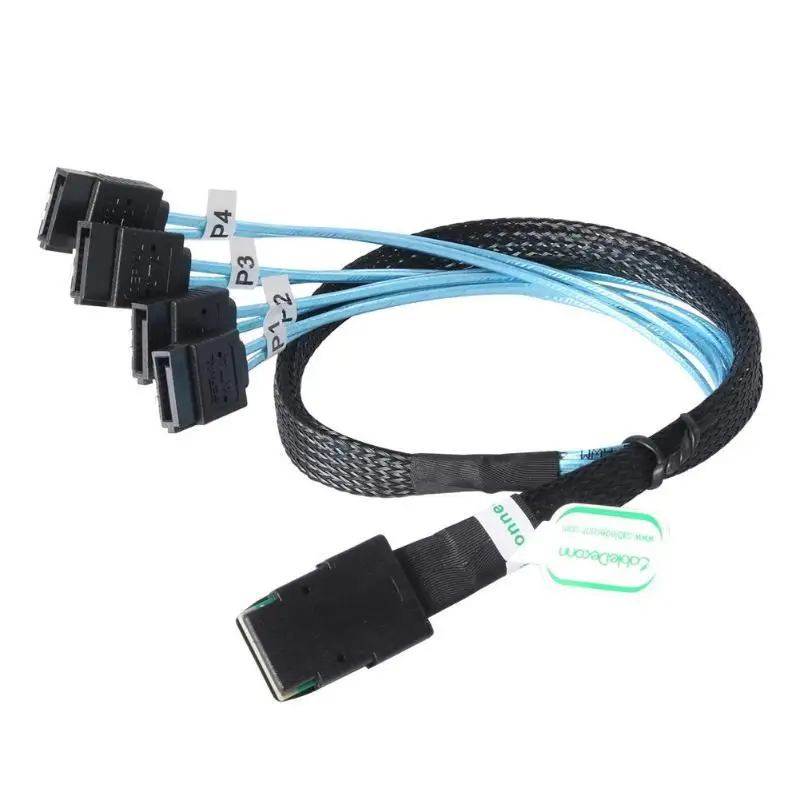 Cable SAS SATA mini-sas SFF-8087 a 4 Cable SATA Mini SAS 4i SFF8087 36P a 4 Cable SATA 7P 12Gbps 50cm datos de disco duro