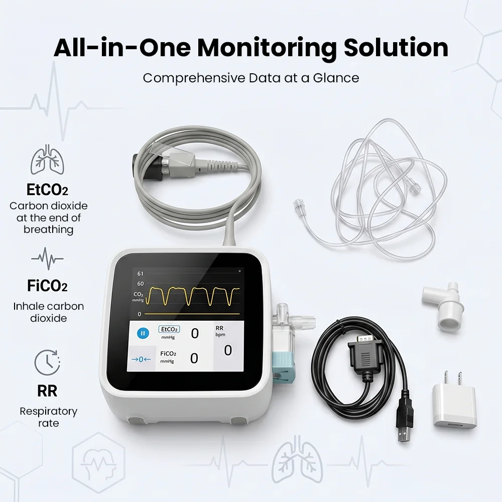 Veterinary Portable EtCO2 Capnograph Device Capnograph End-tidal CO2 Respiration Rate ETCO2 Mainstream Testing Vet Use