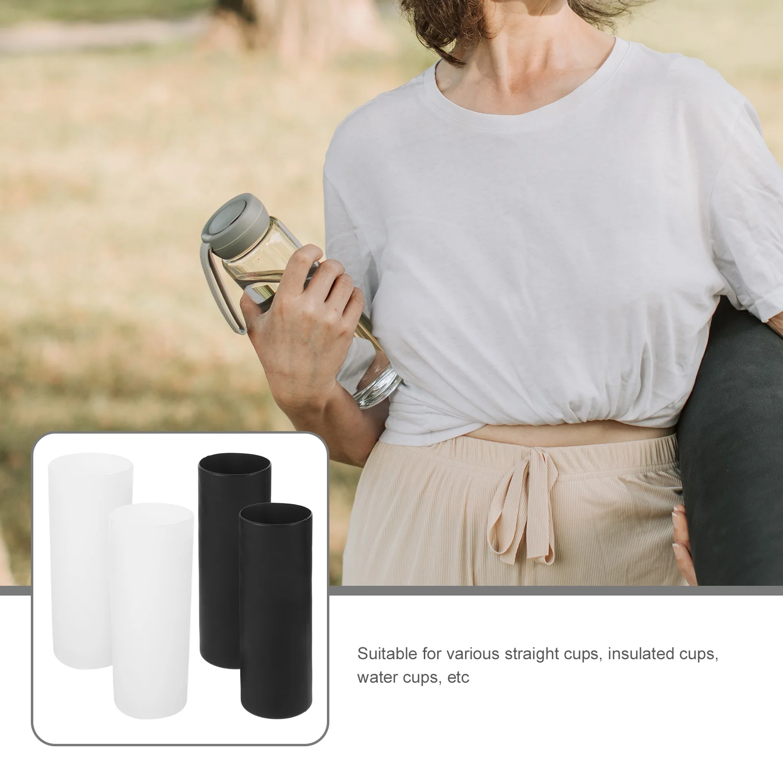 

4Pcs Silicone Cup Sleeve Heat Insulation Anti-Scald Non-Slip Bottle Cover Wear-Resistant Coffee Tea Cup Protector