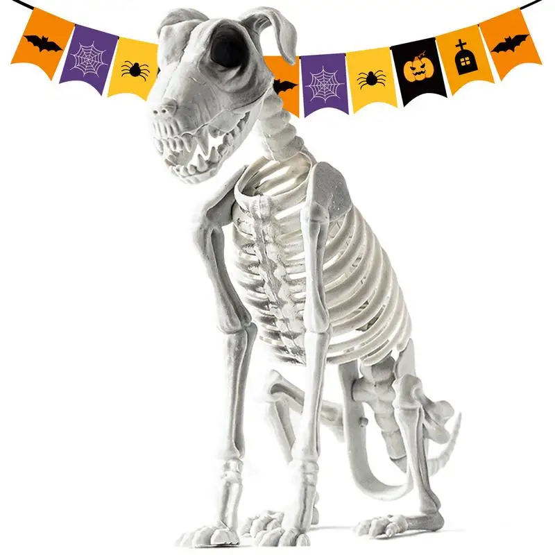 Halloween Skeleton Dog Ornament Realistic Halloween Skeleton Dog Statue Skull Bone Art Ornaments For Party decorative Supplies