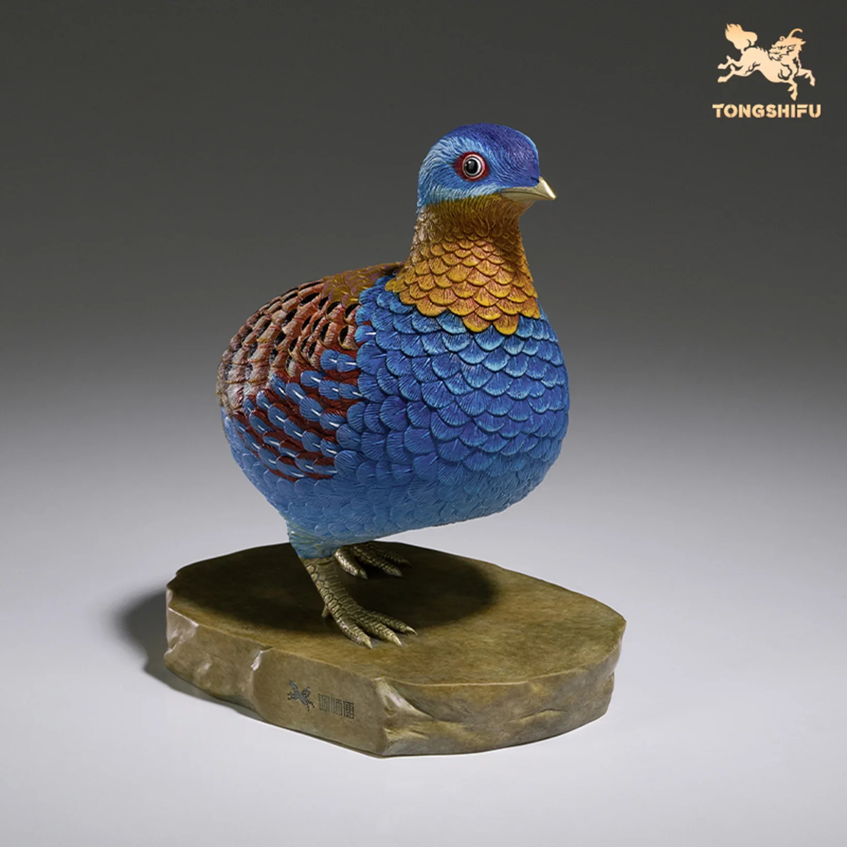 

TONGSHIFU Rufous-throated Hill Partridge Model Brass Bird Collection Statue Decor Birthday Gift Handmade Scene Photography Props