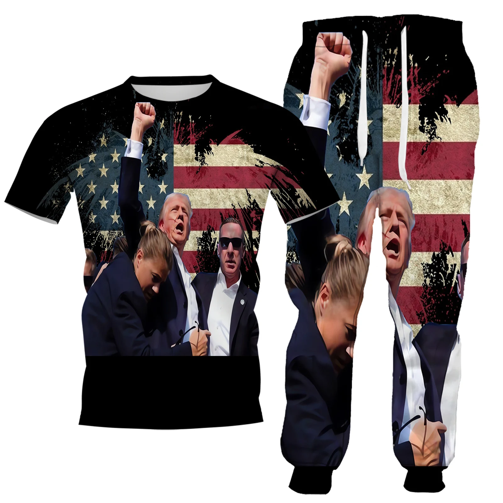 Msieeso Trump Hoodies setzt Schieß vorfall amerikanische Flagge Adler gedruckt Sweatshirts Männer Kleidung Geschenke für Trump Fans Drops hip