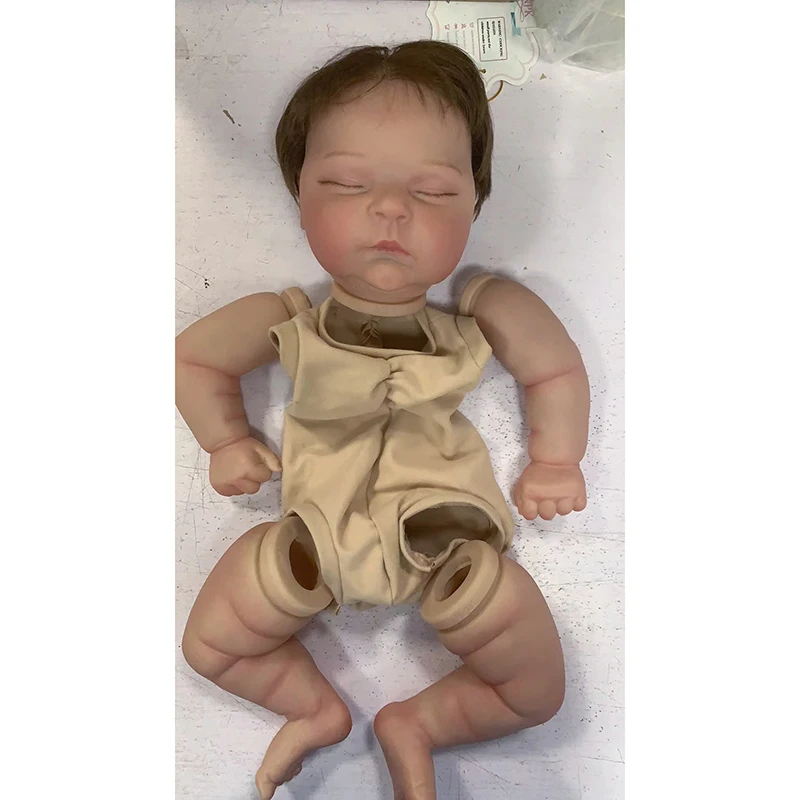 21Inch Reborn Doll Kit Peaches Soft Touch Fresh Color Unfinished Painted with Rooted Hair DIY Doll Parts