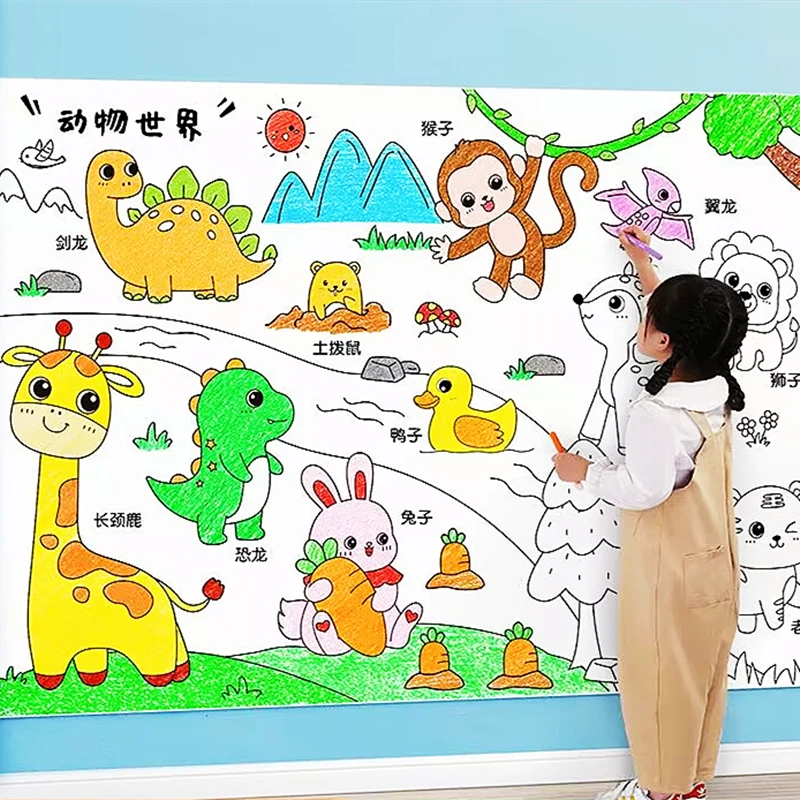 12 Meters Children'S Drawing Scroll Blank Coloring Pages Paper Drawing Sticker Children Drawing Roll Color Filling Paper Scroll