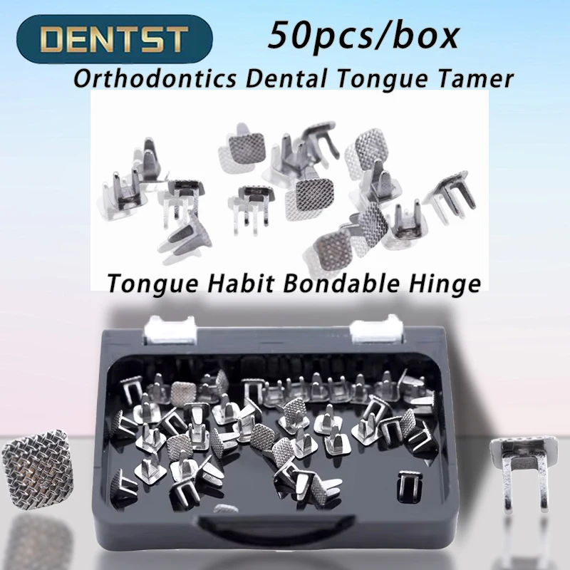 Dentst 50szt Dental Orthodontic Tongue Tamer Lingual spikes Bondable Hinge Tongue Habit Bite Turbos Correction Button Bracket