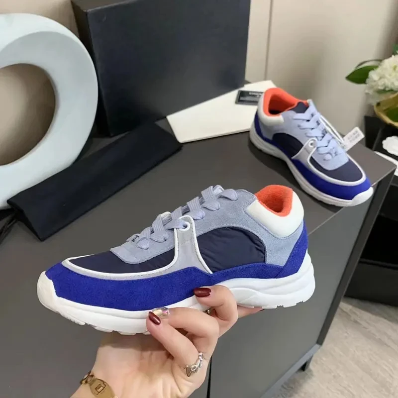 High Quality Casual Sneakers Women Lace-up Round Toe Running Sports Shoes Woman Comfort Patchwork Flat Shoes Unisex Sneakers