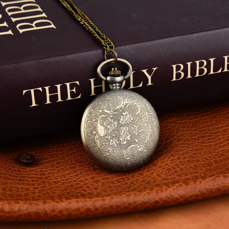 ساعة جيب كوارتز مجوفة ، 8 أوراق ، زهرة مزدوجة ، سلسلة مجوفة ، هدايا ساعة عتيقة