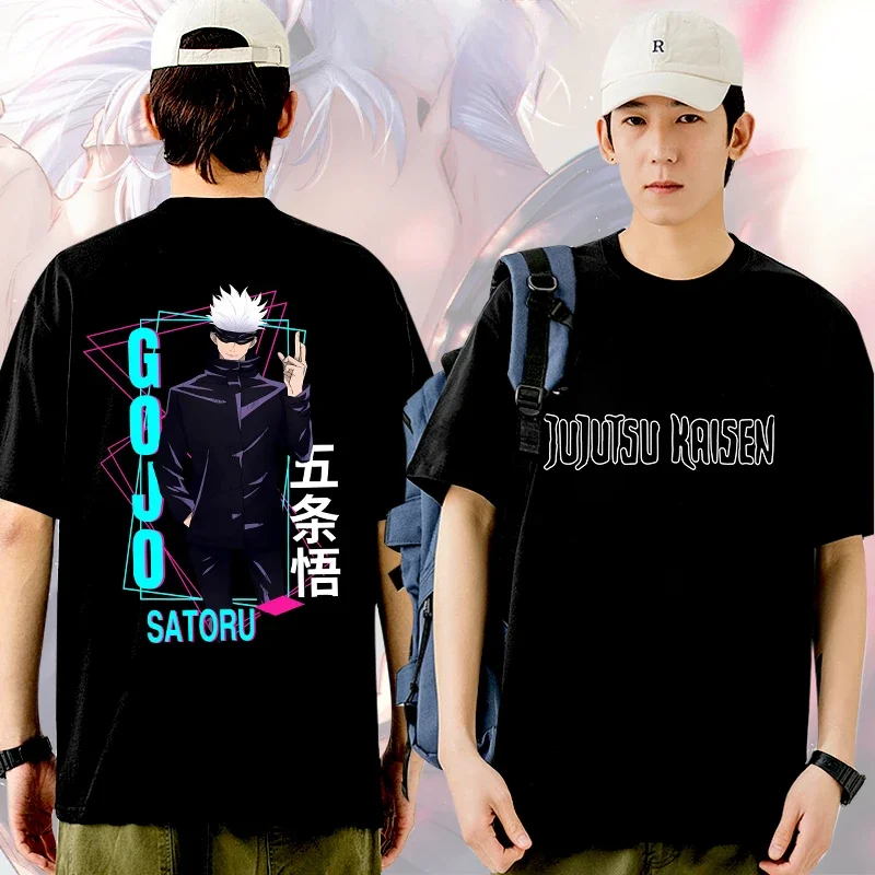 High quality cotton 100% Jujutsu Kaisen Anime T-shirt (Saturo Gojo) Short sleeve men's T-shirt printed street wear