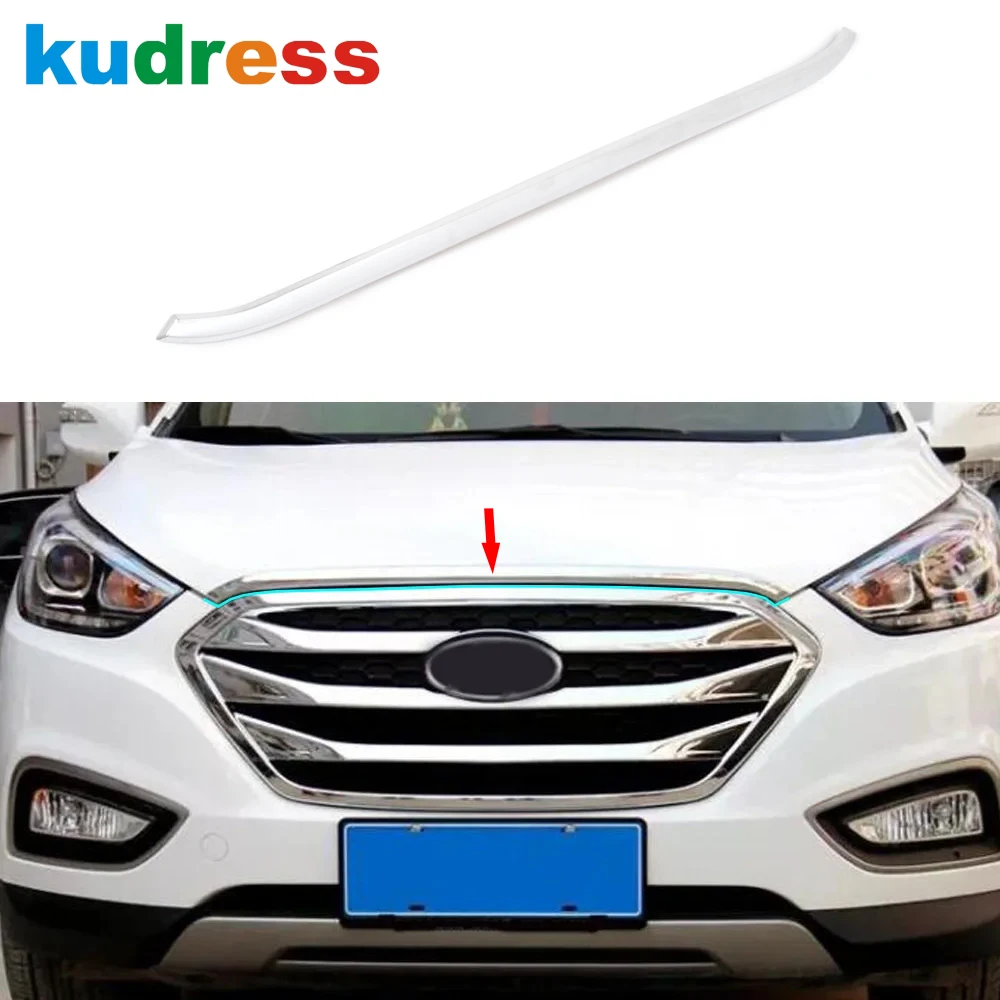 

For Hyundai Tucson IX35 2010-2013 2014 2015 Chrome Car Front Hood Engine Cover Trim Upper Grille Grills Lip Strip Accessories