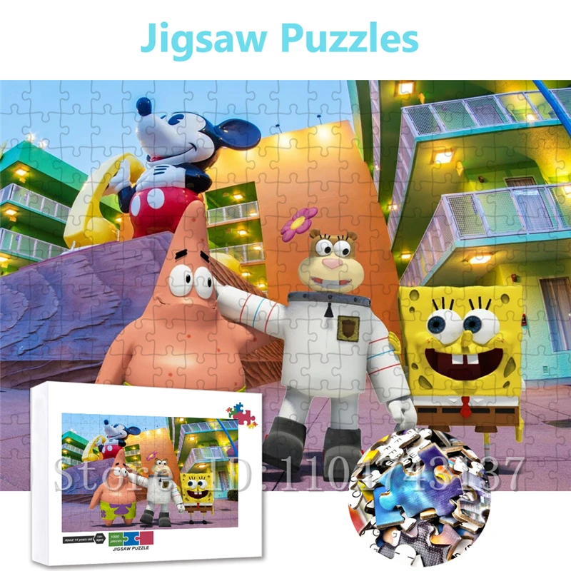 

Пазлы с героями мультфильмов «Губка Боб Квадратные штаны», игрушки ручной работы для снятия стресса, забавные анимационные пазлы, уникальные подарки на Новый год