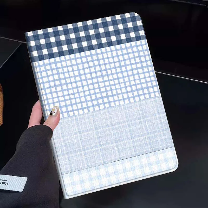 

Blue White Grid Pattern Light Blue Tablet Case For Huawei Honor MatePad MediaPad Air 5 6 7 11 V6 V7 V8 V9 X9 X8 T10 T10s C5e T5