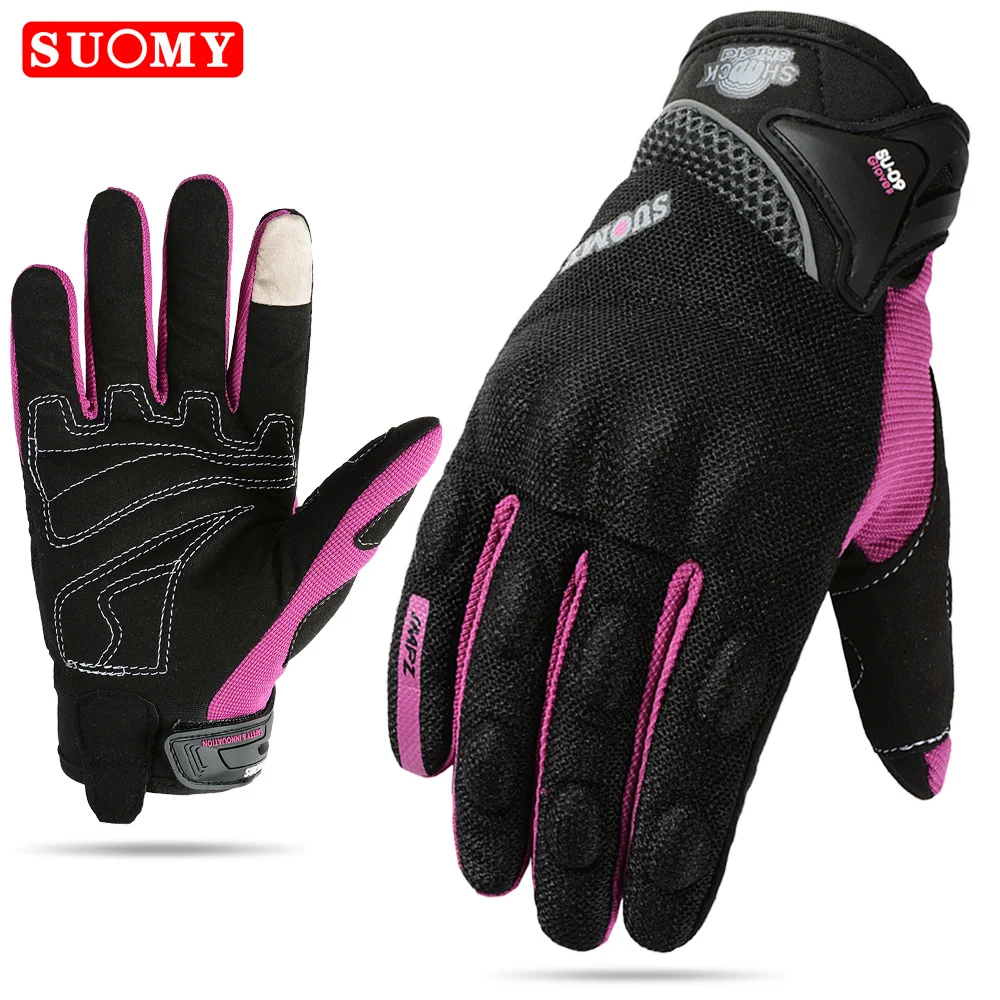SUOMY Damen Lila Motorradhandschuhe Touchscreen Vollfinger Racing/Klettern/Radfahren/Reiten Sport Winddichte Motocross-Handschuhe