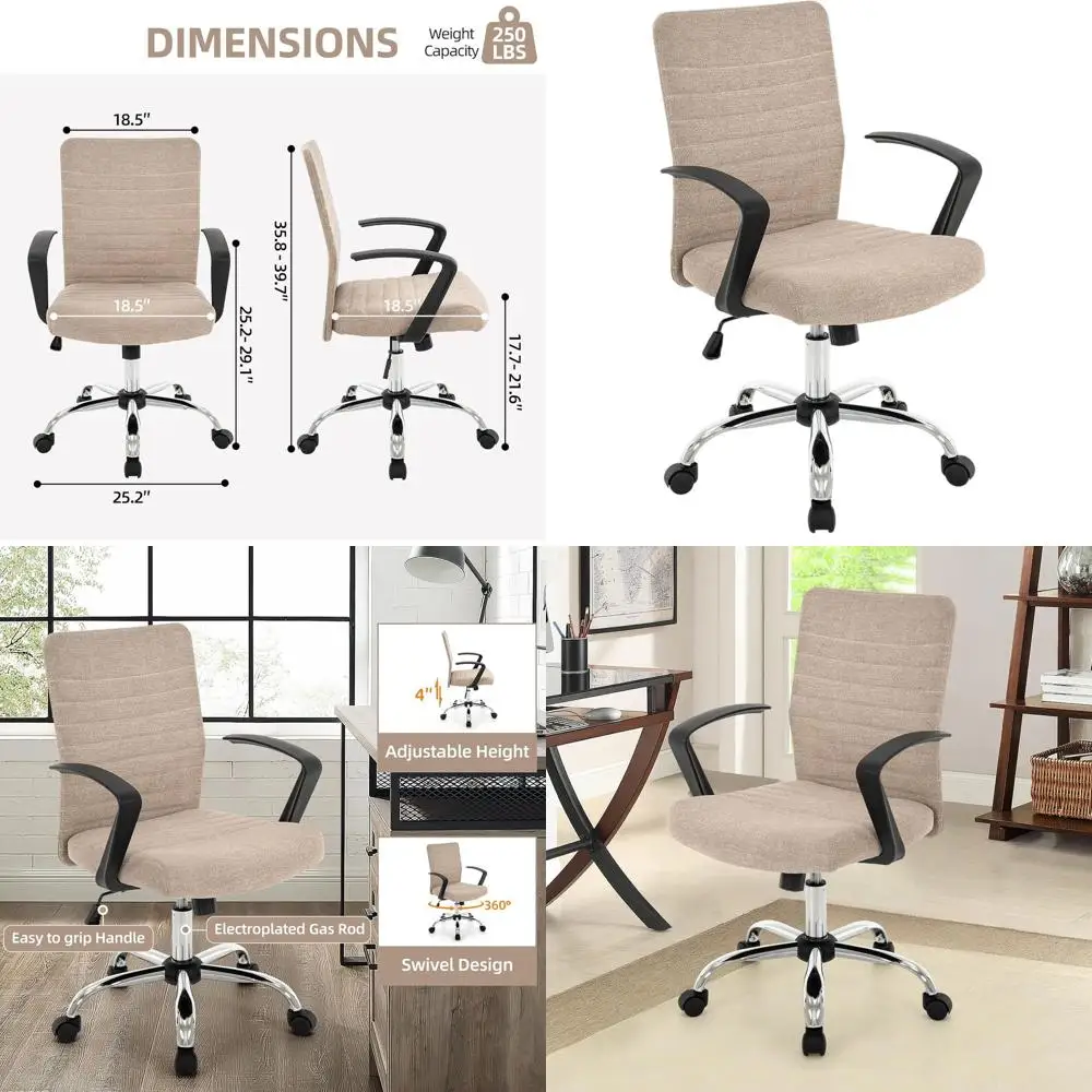 

Эргономичное офисное кресло с высокой спинкой, ребристой обивкой, подлокотниками и колесиками для конференций, учебы и отдыха (хаки)