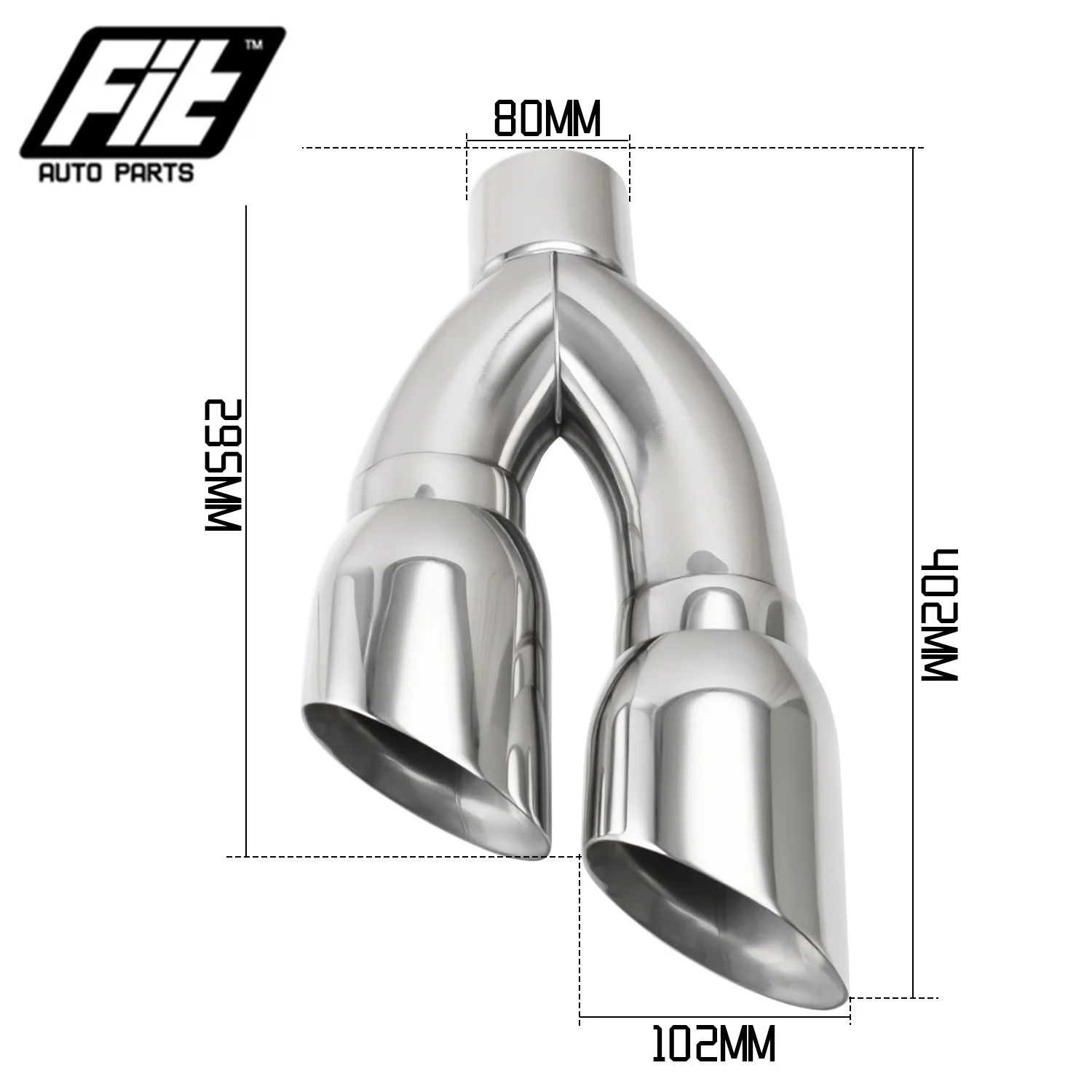 Stainless Steel Inter 80mm Inlet 102mm Exhaust Pipe 102mm Double Slant  Car End Muffler Modification 1PCS