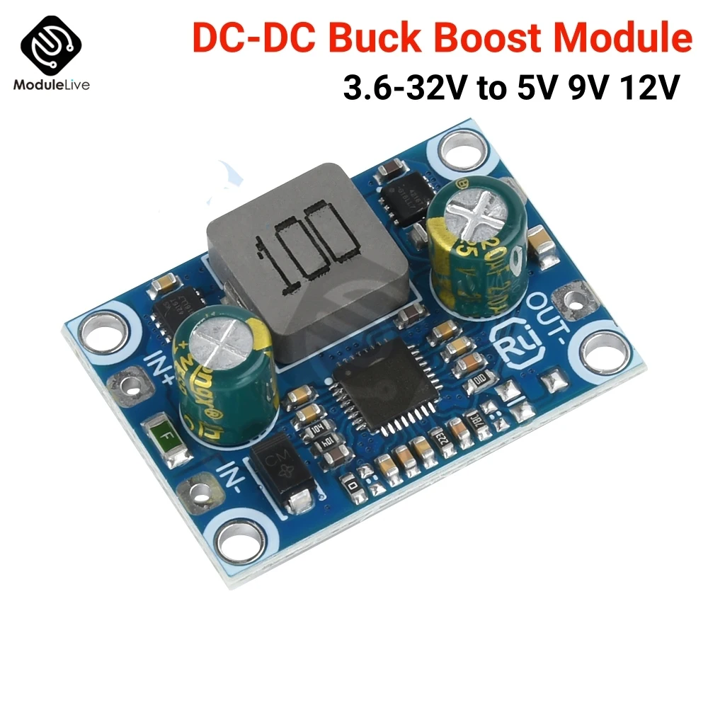 DC-DC Buck-Boost Module 3.6-32V to 5V 9V 12V 5A Output Low Ripple High Conversion Boost Buck Module power supply module