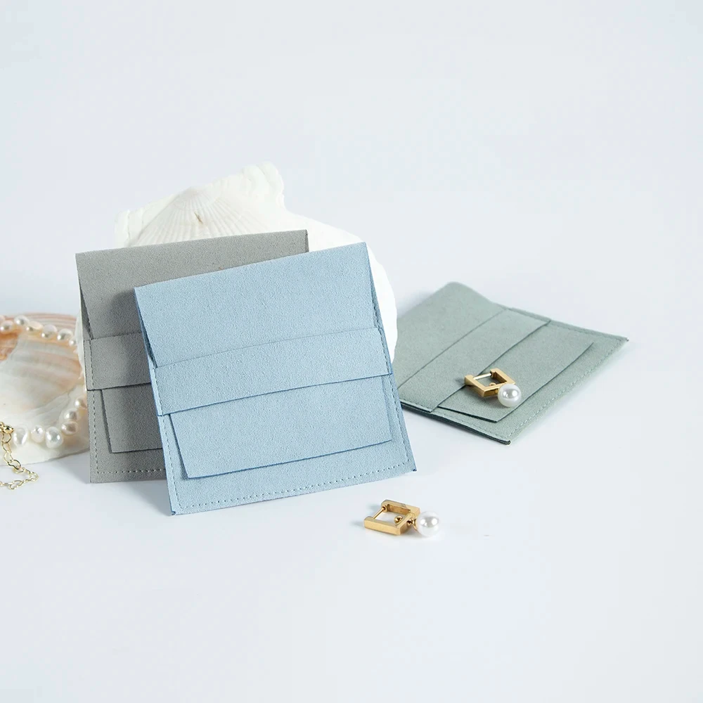 10 قطعة أكياس المجوهرات ستوكات الجلد المدبوغ مجوهرات حقيبة مغلف صغيرة مع حبل كيس التعبئة والتغليف للمجوهرات للخواتم حقائب هدايا الزفاف #6