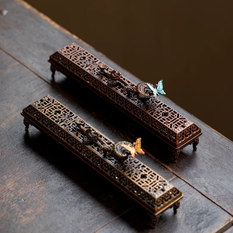Bronze/Red Copper Zinc Alloy Antique Lying Incense Burner/Incense Insert Household Air-purifying Products Religious Supplies