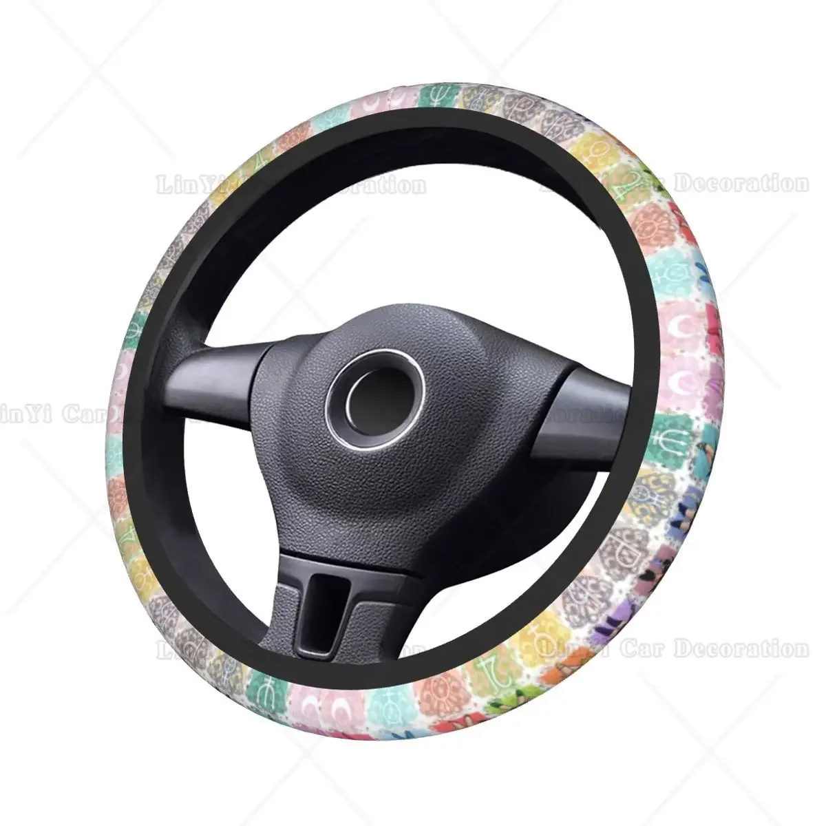 Moon Girl Anime Car Steering Wheel Cover Universal 15 In Elastic Cartoon Collage Suitable Car-styling Steering-Wheel Accessories