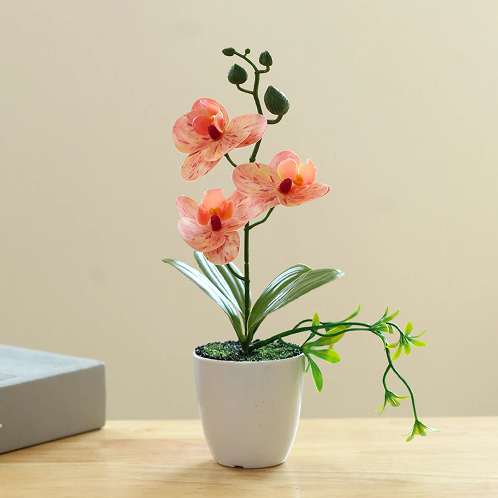 فراشة الأوركيد الزهور الاصطناعية مع زهرية الزهور وهمية حقيقية DIY بها بنفسك ترتيب الأزهار حديقة حفل زفاف ديكور المنزل مكتب #3