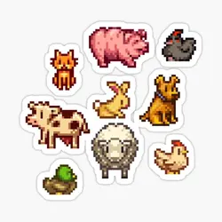 Stardew Valley Animali 10 pezzi adesivi per la casa dei bambini Divertente anime Sfondo Art Laptop Decor Soggiorno Decorazioni murali Paraurti