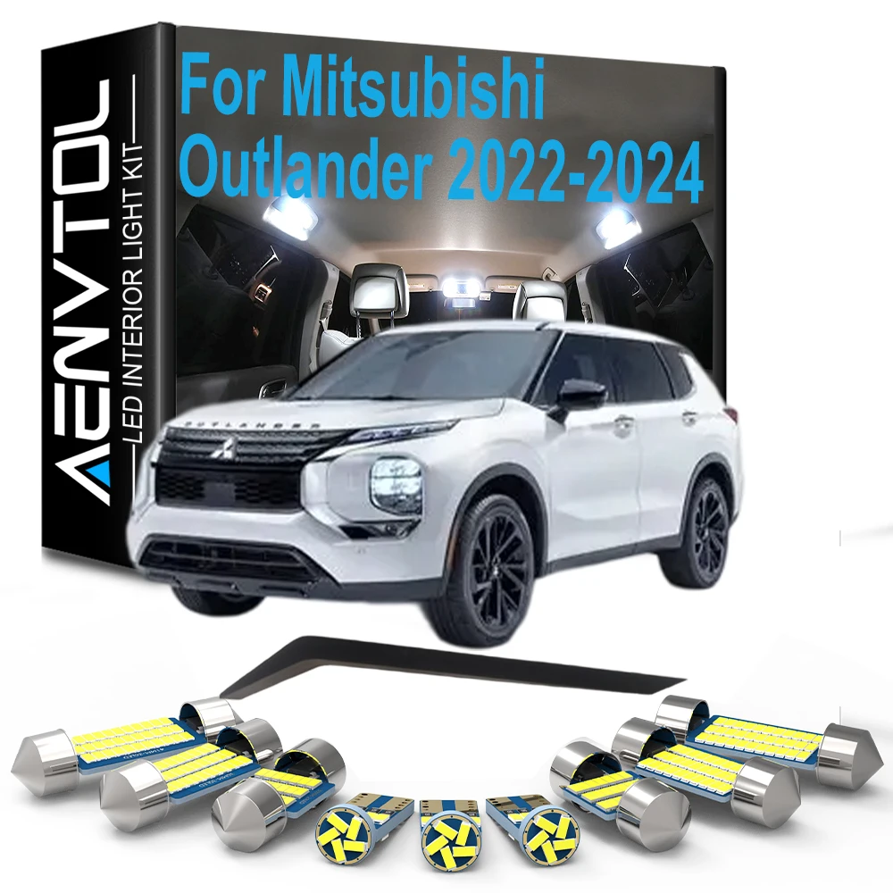 For Mitsubishi Outlander IV MK4 4 2022 2023 2024 License Plate Lamp Canbus, 12Pcs LED Interior Dome Map Light Bulb Kit