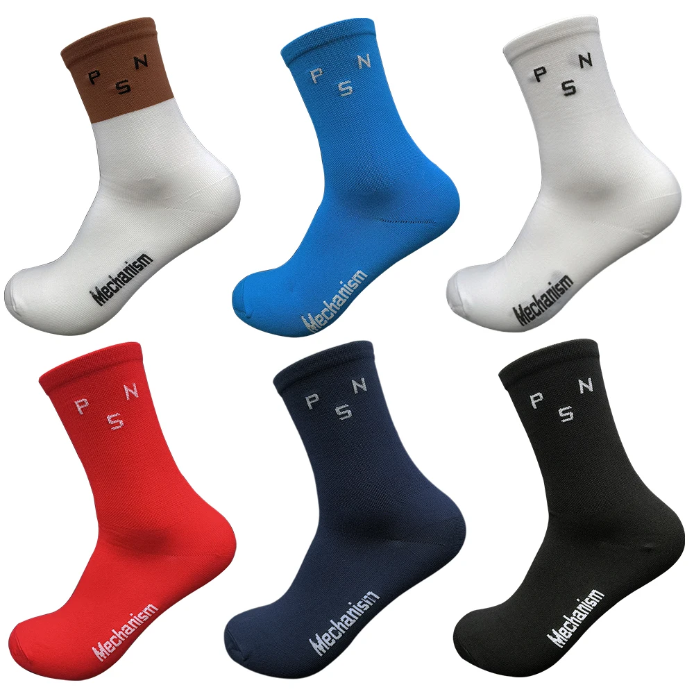 1 pair of PNS letter unisex trendy professional cycling sports socks