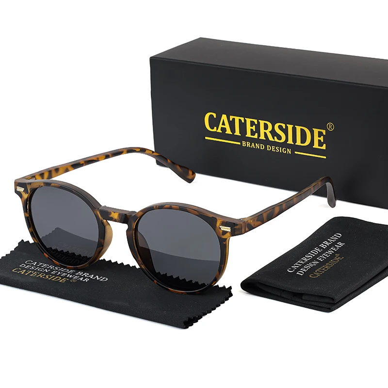 CATERSIDE Retro Polarisierte Runde Sonnenbrille Herren TR90 / Acetat Vintage Sonnenbrille Damen Punk Fahren Reisen Lunette De Soleil – Detail 9