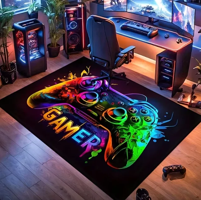 Spielbereich-Teppich Cooler Gaming-Style Teppich Spielzimmer-Teppich Gaming-Teppiche für Wohnzimmer, Schlafzimmer, Büros und Andere Orte