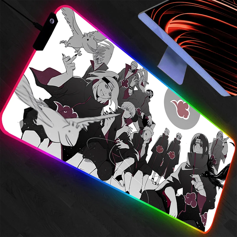 

RGB Mouse Pad NARUTO Large Gamer Xxl Desk Mat Computer Keyboard LED Gaming Accessories Carpet Backlight Mousepad Max Xxl