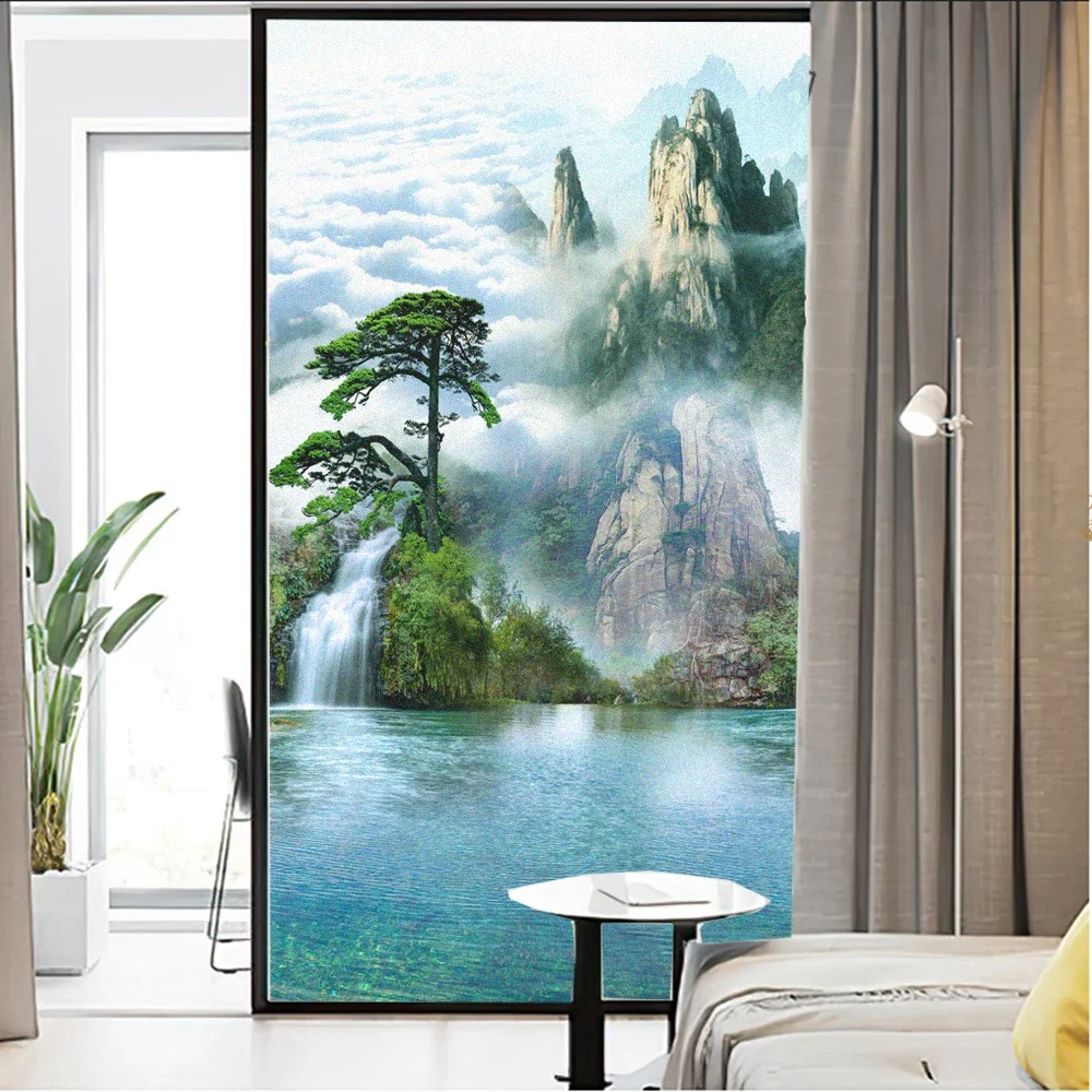 Landscape Window Film Privacy Frosted Glass Sticker Heat Insulation and Sunscreen Decoration Adhesive sticker for Home