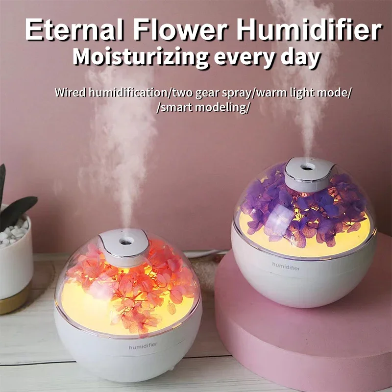 Eternal Flower Air Humidifier USB Mini Home Atmosphere Night Light Festival Gift Creative Artificial Christmas Diffuser