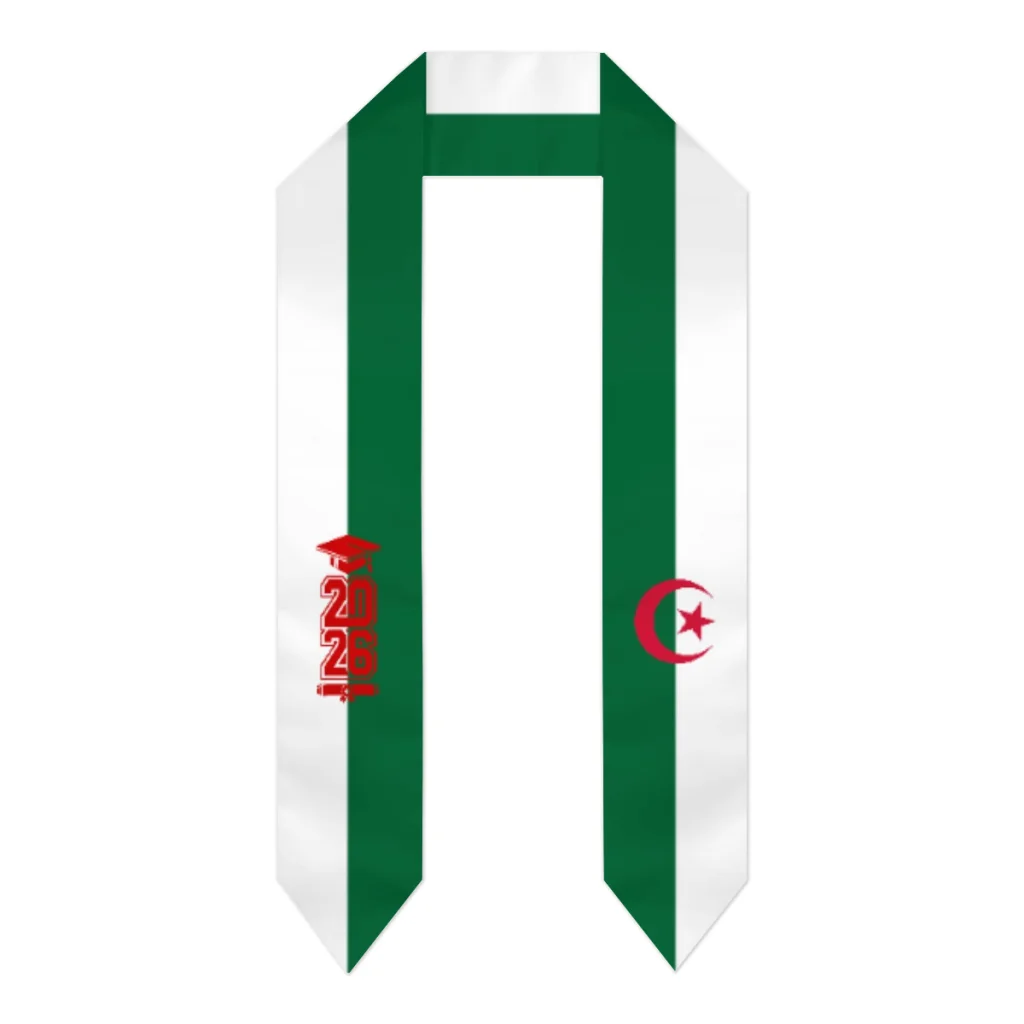 

Class of 2026 Algeria Flag Scarf Graduation Sash Stole International Study Abroad Adult Unisex Party Accessory Top Print
