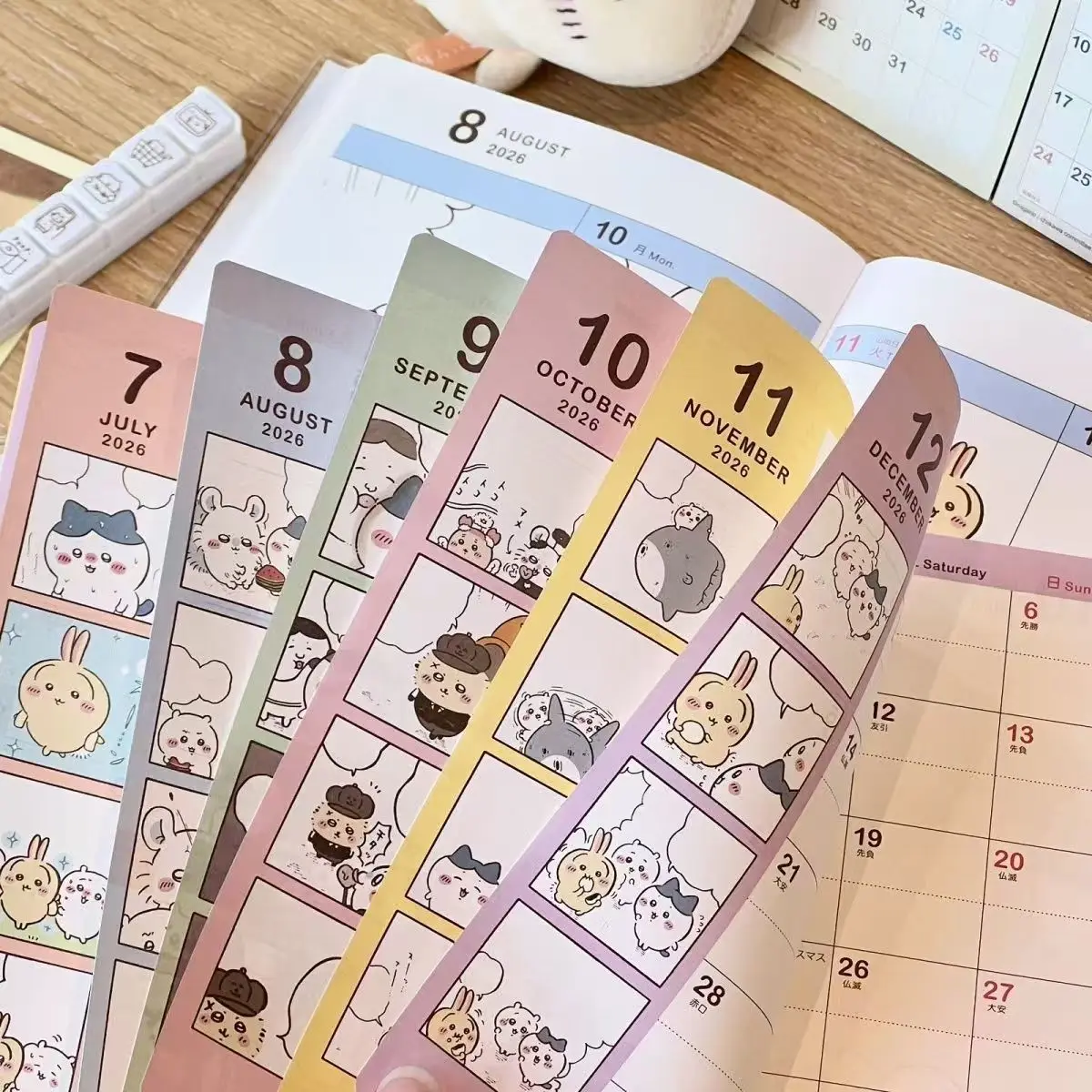 Kawaii Chiikawa A5 Notebook - Cute Hachiware Monthly Schedule Book Usagi Anime Color Page Journal Portable for Students