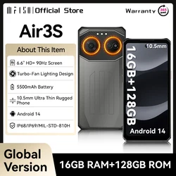 IIIF150 Air3S Rugged Smartphone 90Hz 16GB(4+12) 128GB 6.6'' Fullview Display 2.4M Drop 6m Waterproof Android 14 Ultra-Thin