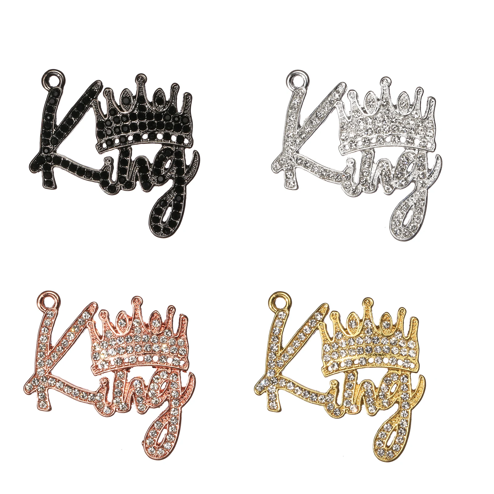 

10pcs King with Crown Rhinestone Letter Charms For Bracelet DIY Jewelry Making LTC0297-LTC0300