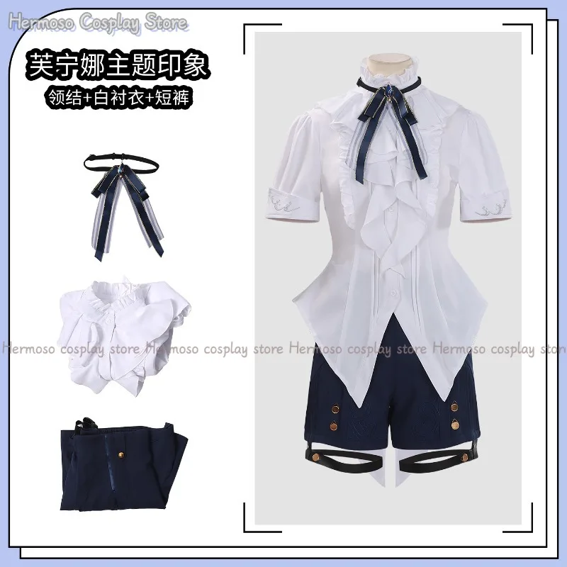 

Furina Black/ White Shirt Genshin Impact Furina Theme Impression Serie Short Sleeved Shirt Cosplay Gifts
