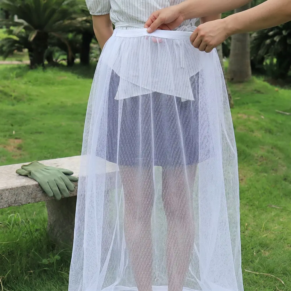 

Bee Repellent Women's Net Dress Anti-Bug Net White Women's Half Skirt Elastic Waist Breathable Mosquito Repellent Cover