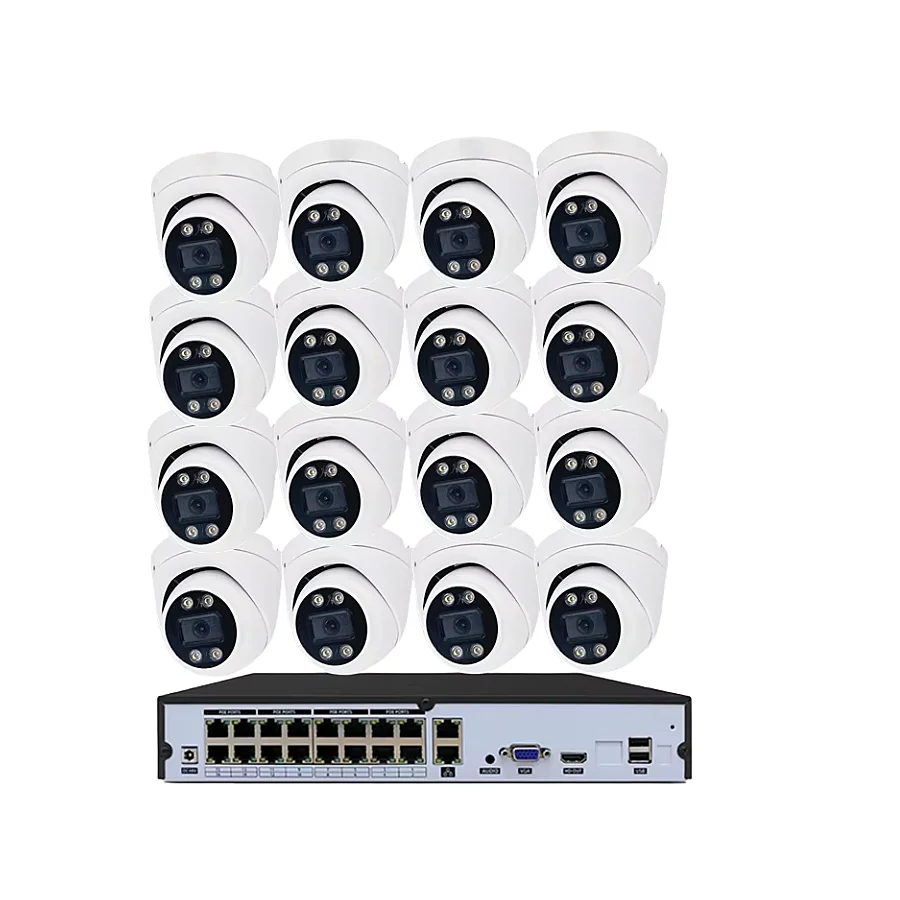 Teli Vision Home Office 5MP 16-Channel IP Dome Camera With CMOS Sensor NVR Data Storage Options Home Office Surveillance System